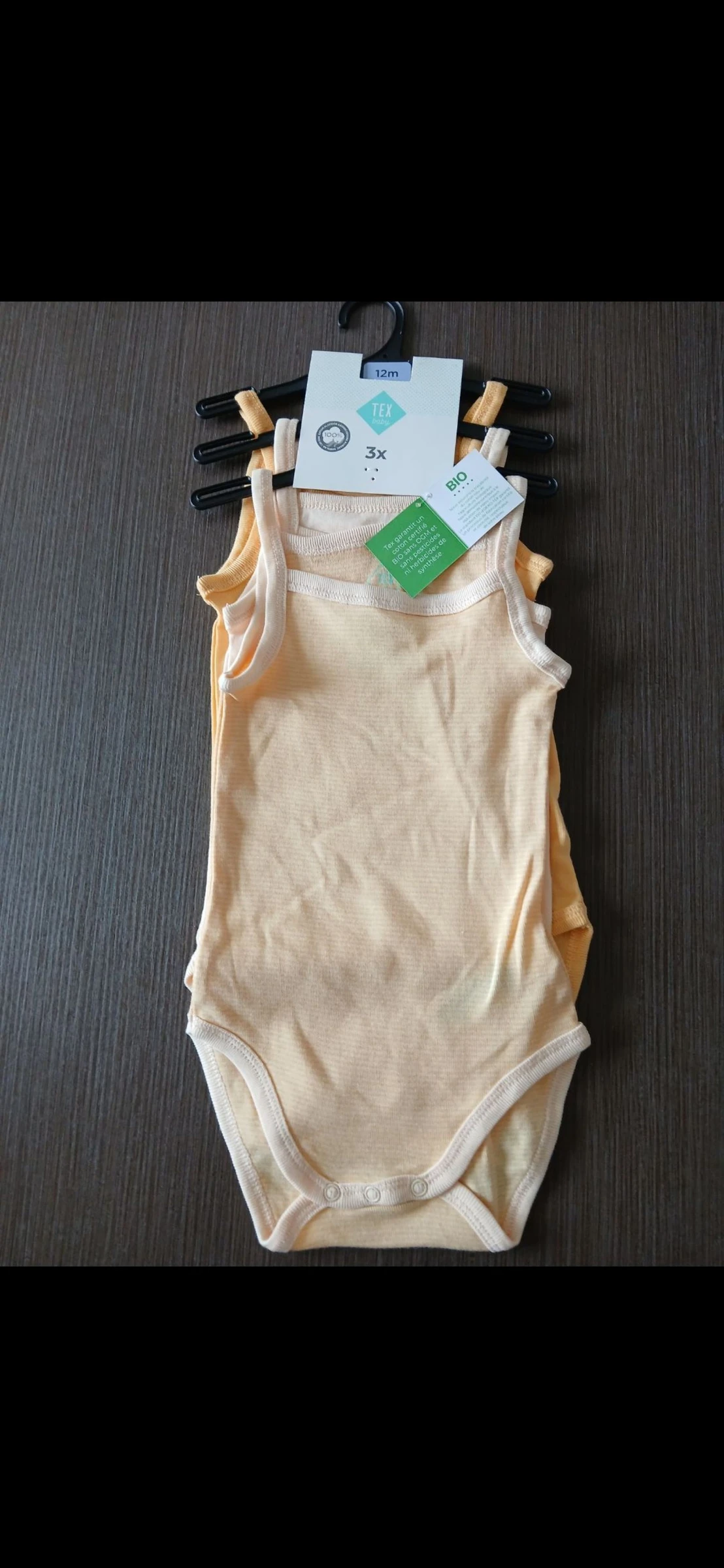 Lot 3 bodies sans manches fille tex baby 74 cm 12 mois